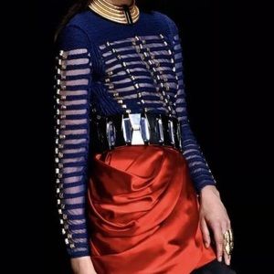 {SOLD} Balmain x H&M Sheer Royal Blue Gold Detail